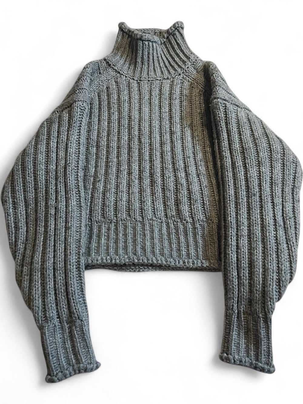 Grey Knit Turtleneck Pullover Long sleeve Sweater